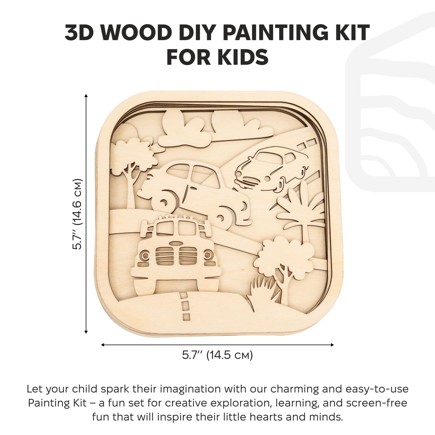 3D DIY Wood Painting Kit for Kids – Cars