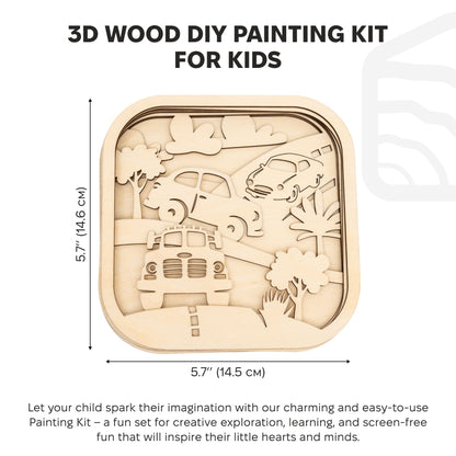 3D DIY Wood Painting Kit for Kids – Cars