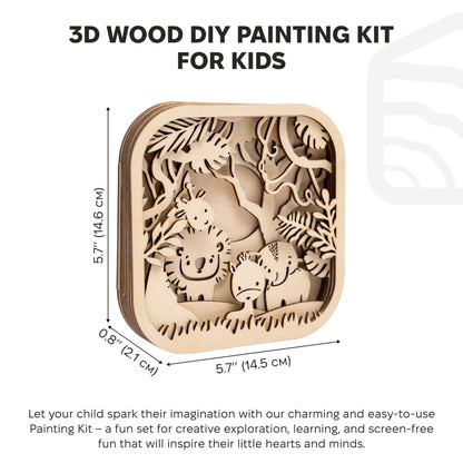 3D DIY Wood Painting Kit for Kids – Safari