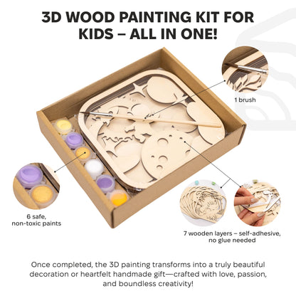3D DIY Wood Painting Kit for Kids – Space