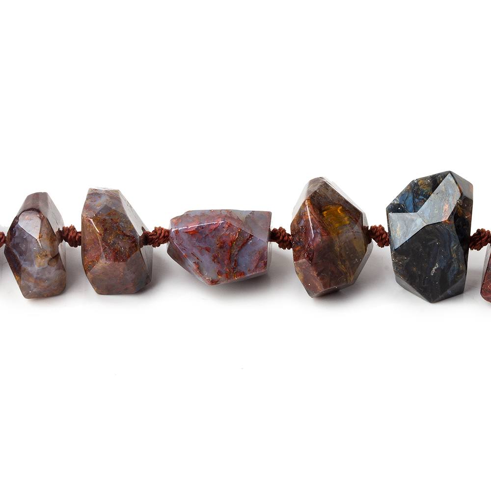 11x9-14x10mm Pietersite side drilled faceted nuggets 16 inch 31 beads