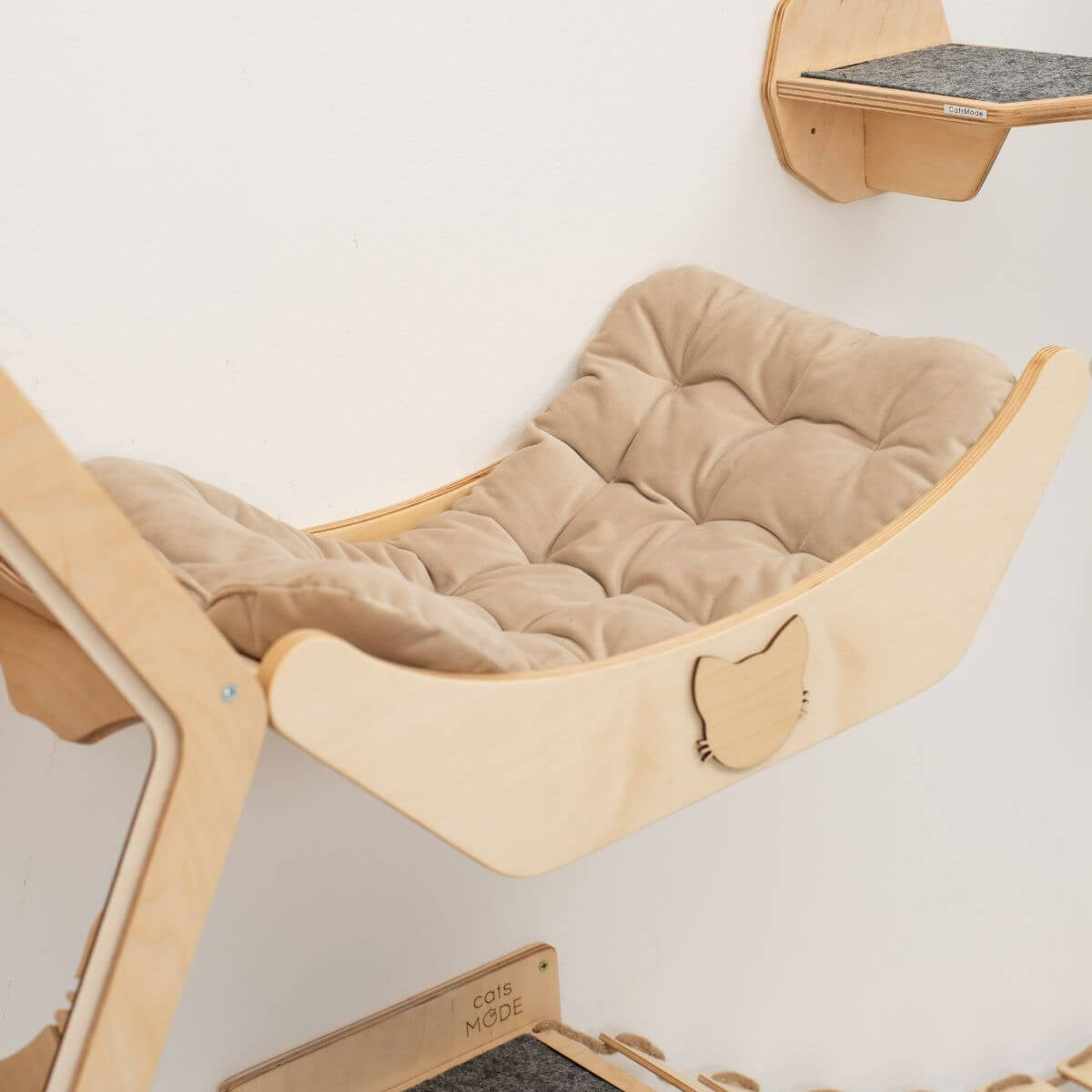 Sleeping Cat Pillow - Beige