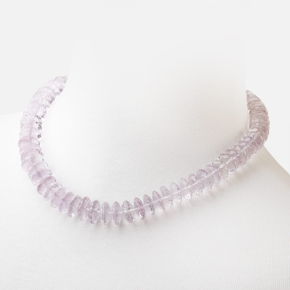 Pink Amethyst German Faceted Rondelle Necklace with a 14kt Gold Clasp AAA