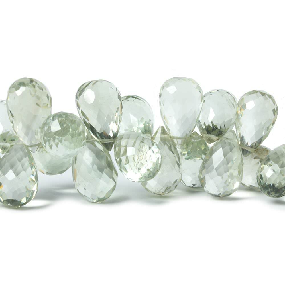 9x6-13x8mm Prasiolite Faceted Tear Drop Beads 8 inch 68 pieces