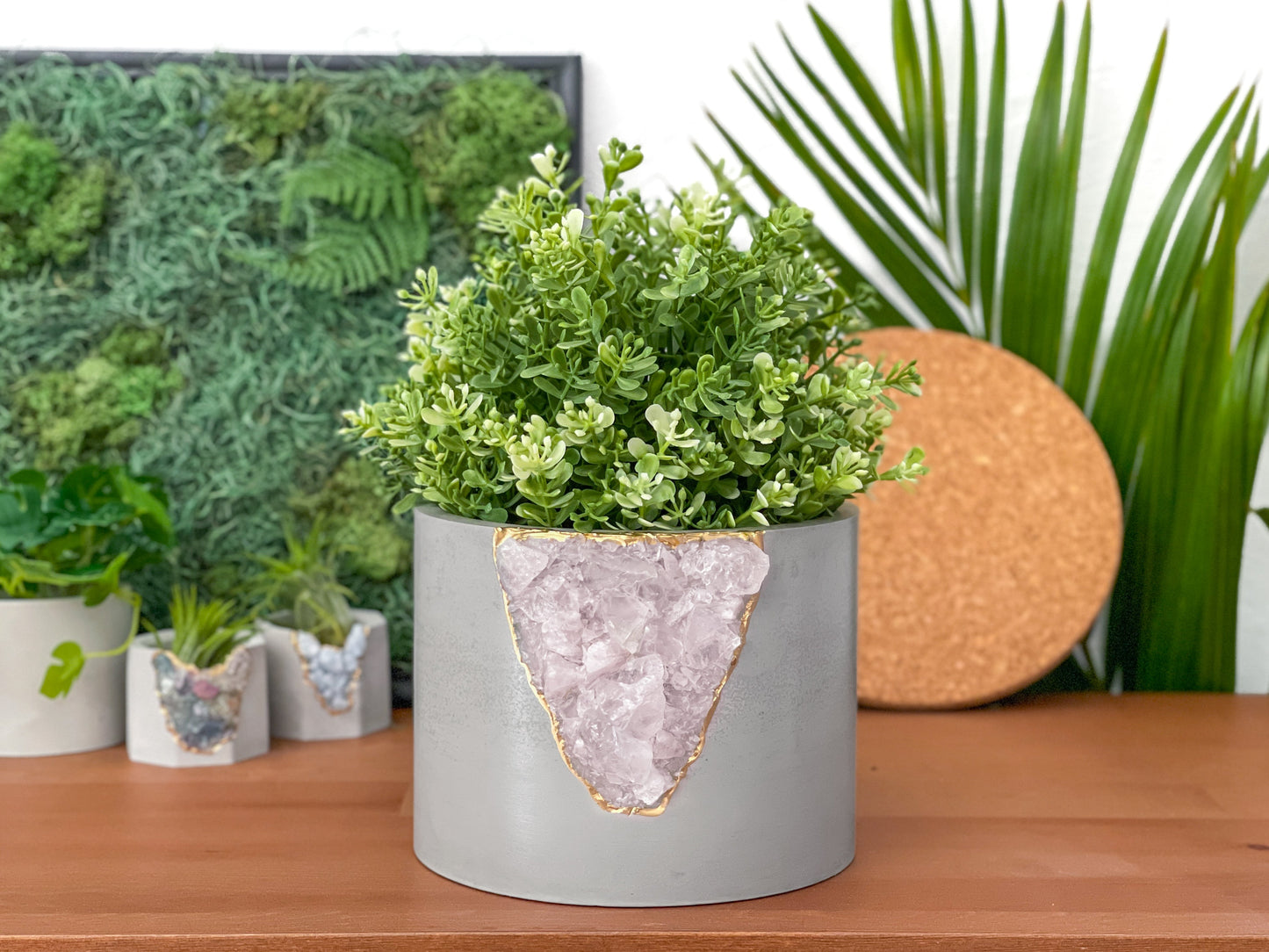 6 inch ROSE QUARTZ PLANTER
