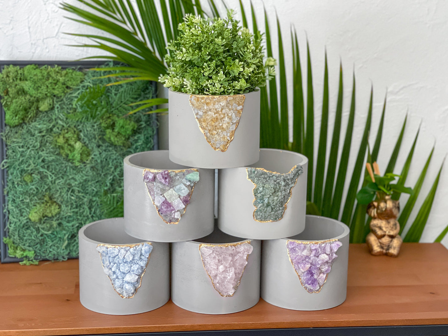 6" GREEN APATITE PLANTER