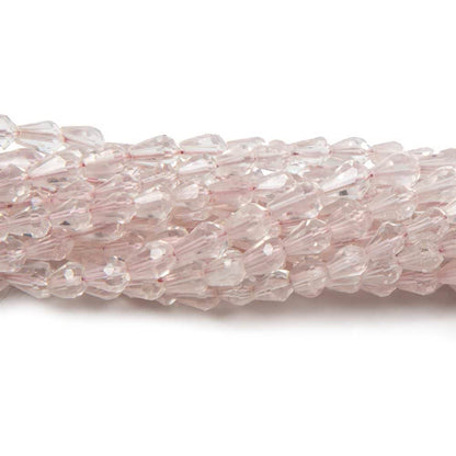 3x5-5x3mm Rose Quartz Straight Drilled Faceted Tear Drop Beads 14.5 inch 90 pieces