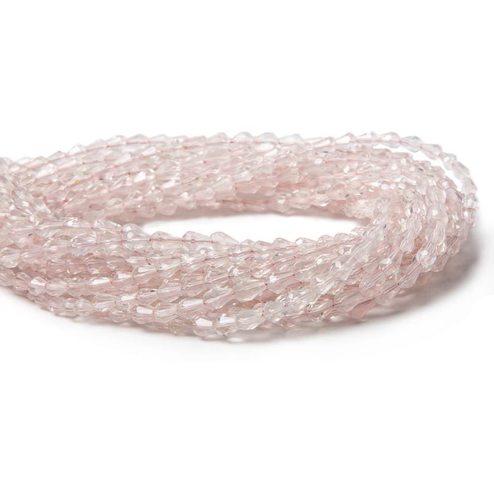 3x5-5x3mm Rose Quartz Straight Drilled Faceted Tear Drop Beads 14.5 inch 90 pieces