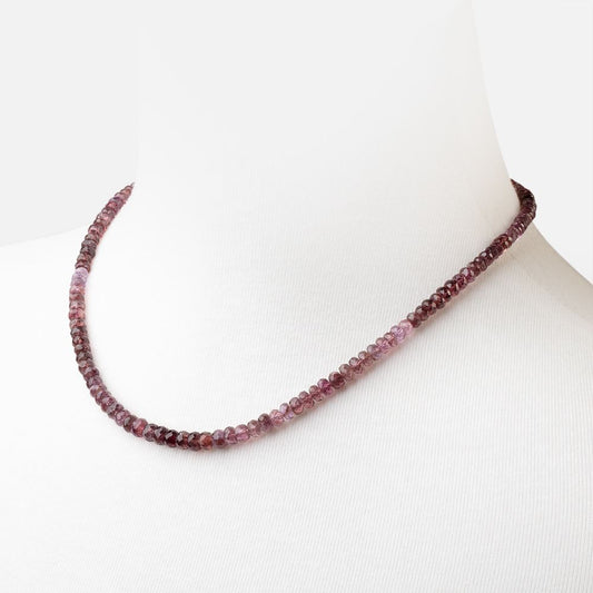 Shaded Violet Spinel Faceted Rondelle Necklace with a 14kt Gold Clasp AAA