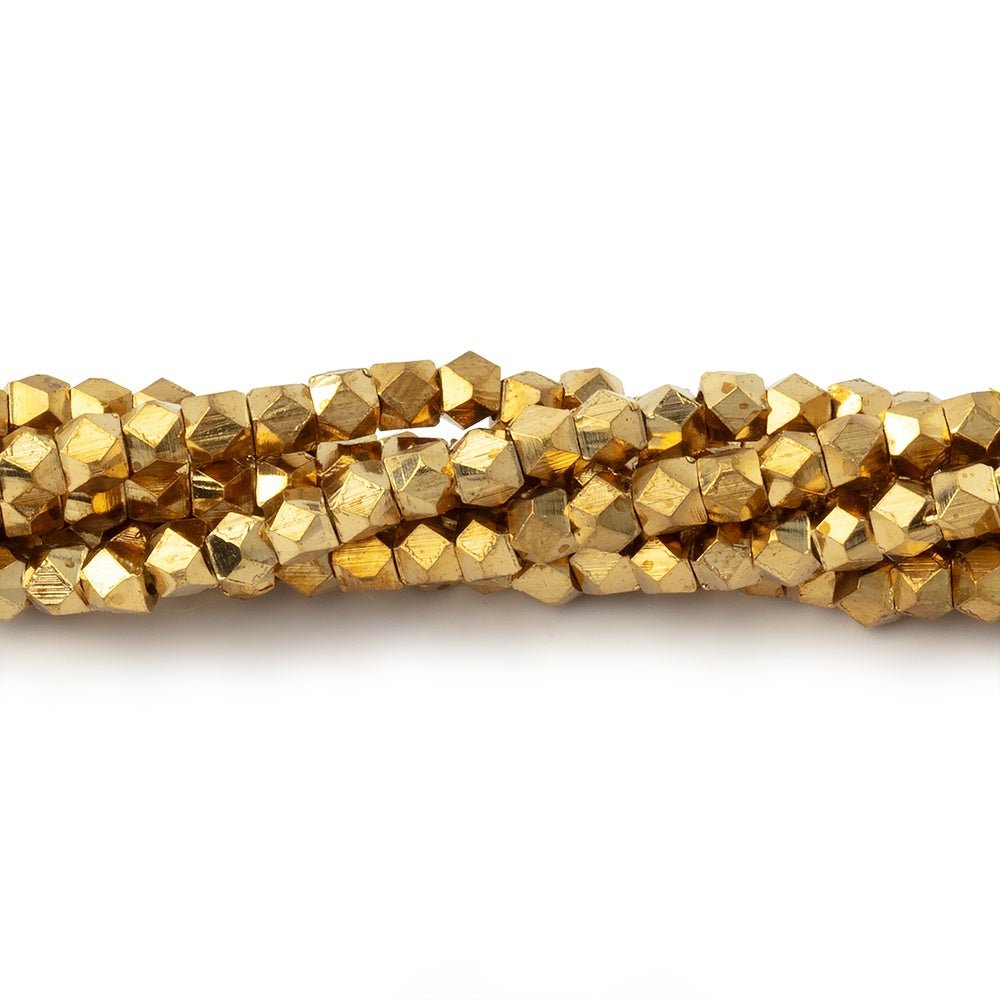 Shiny Brass Faceted Nugget Beads on an 8 inch Strand