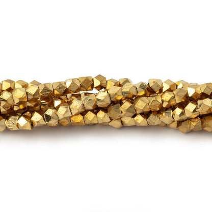 Shiny Brass Faceted Nugget Beads on an 8 inch Strand