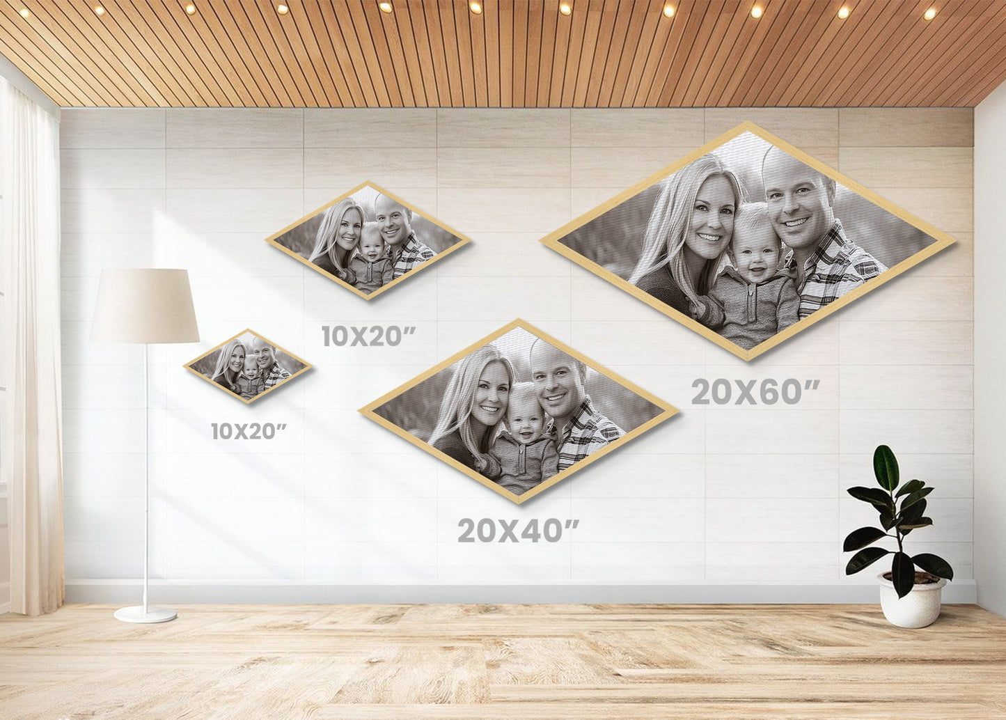 Custom Diamond Shaped Canvas Photo Print - Landscape