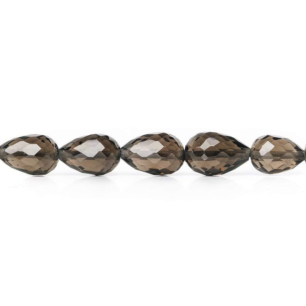 8x13mm Smoky Quartz Beads Straight Drilled Tear Drop 8 inch 16pcs