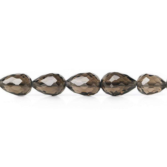 8x13mm Smoky Quartz Beads Straight Drilled Tear Drop 8 inch 16pcs