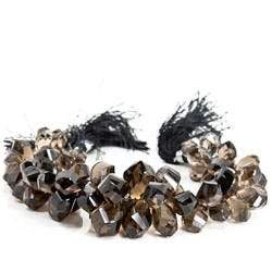 10x7-20x11mm Smoky Quartz Top Drilled Faceted Twist Beads 8 inch 80 pieces