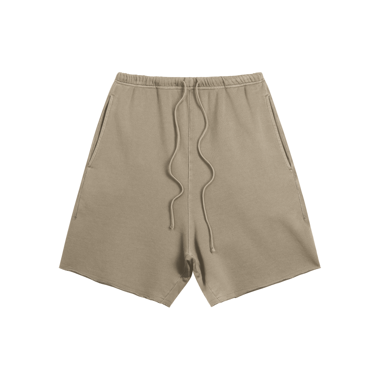 Raw Hem Oversized Sweatshorts [Khaki]