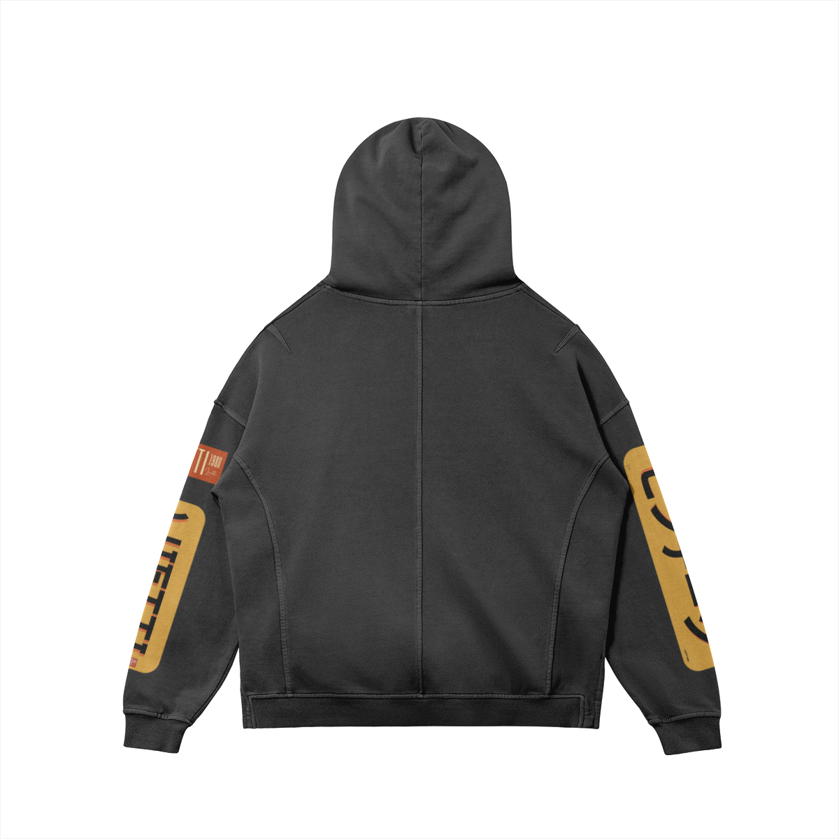 Superior Quality Oversized Japanese Script Turtle Neck Hoodie Slit Sides Thumb holes