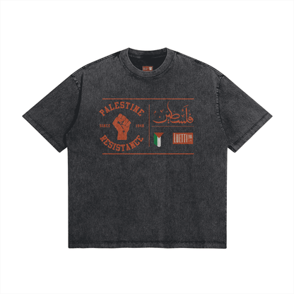 Vintage Palestine Resistance Oversized Faded T-shirt