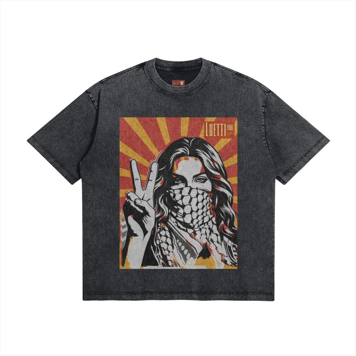 Victory Sign Poster Snow washed Oversized T-shirt