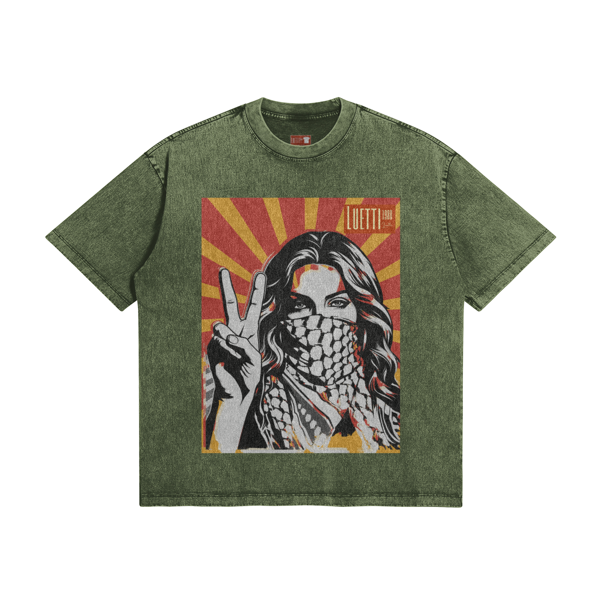 Victory Sign Poster Snow washed Oversized T-shirt