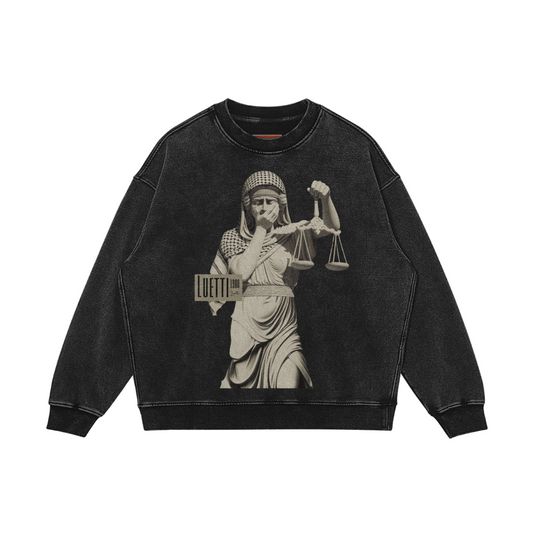 Lady Justice Full Figure Snow Faded Oversized Sweatshirt
