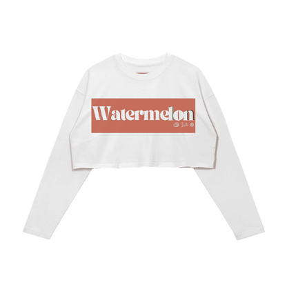 Watermelon Women's Cropped Faded Long Sleeve Crew
