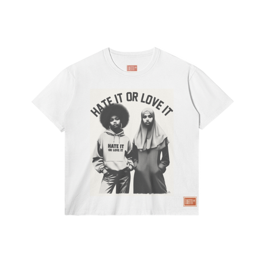Hate it or Love it Unisex Regular fit Tee - Black and Muslim women
