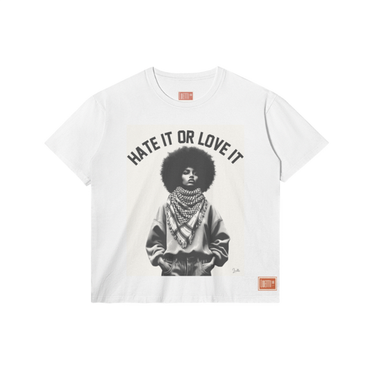 Hate it or Love it Unisex Regular Fit Tee-Black Pro-Palestine Woman
