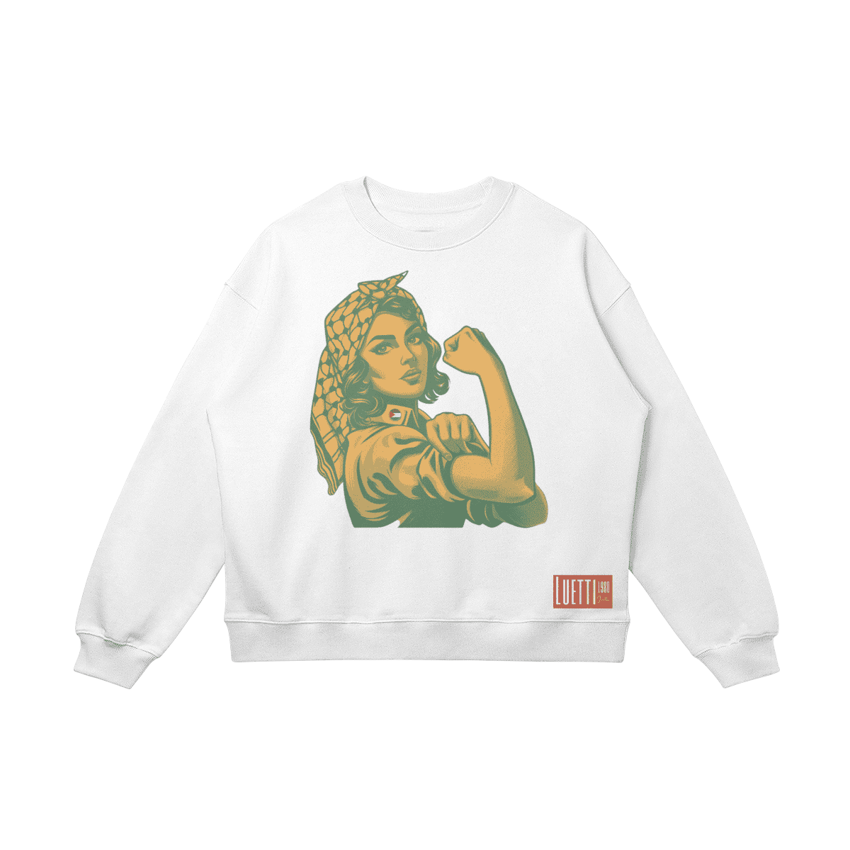 Strong Woman With Keffiyeh Drop Shoulders Sweatshirt