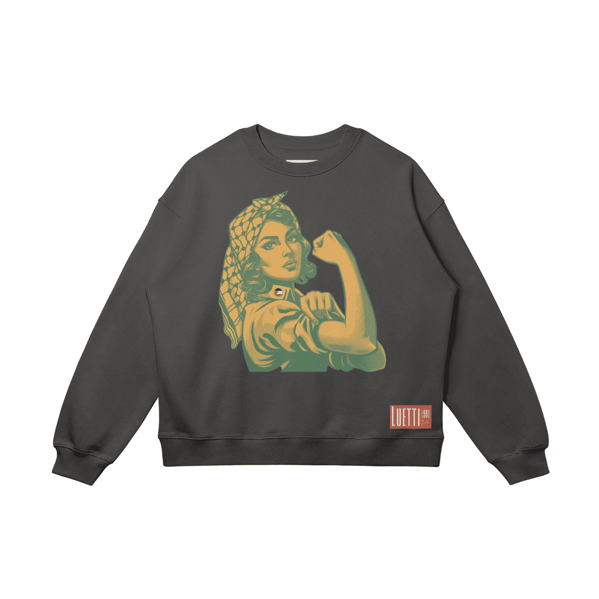 Strong Woman With Keffiyeh Drop Shoulders Sweatshirt