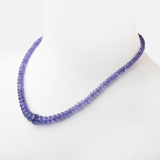 Tanzanite Plain Rondelle Necklace with a 14kt Gold Clasp AAA