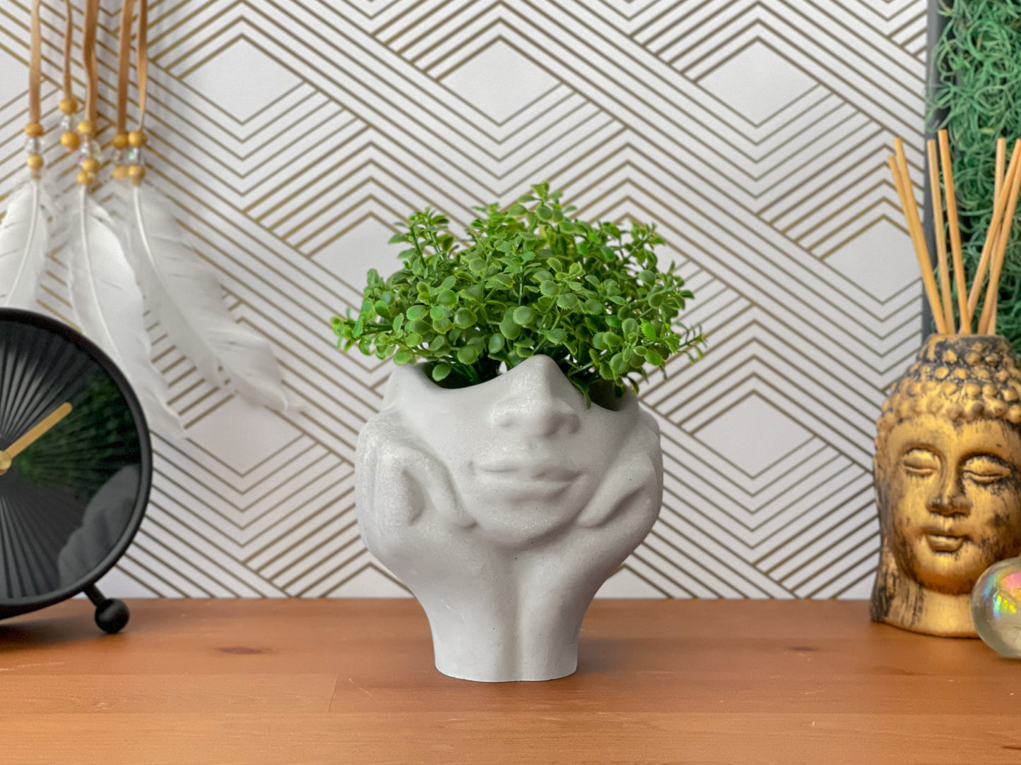 Face Succulent Planter on Two Hands