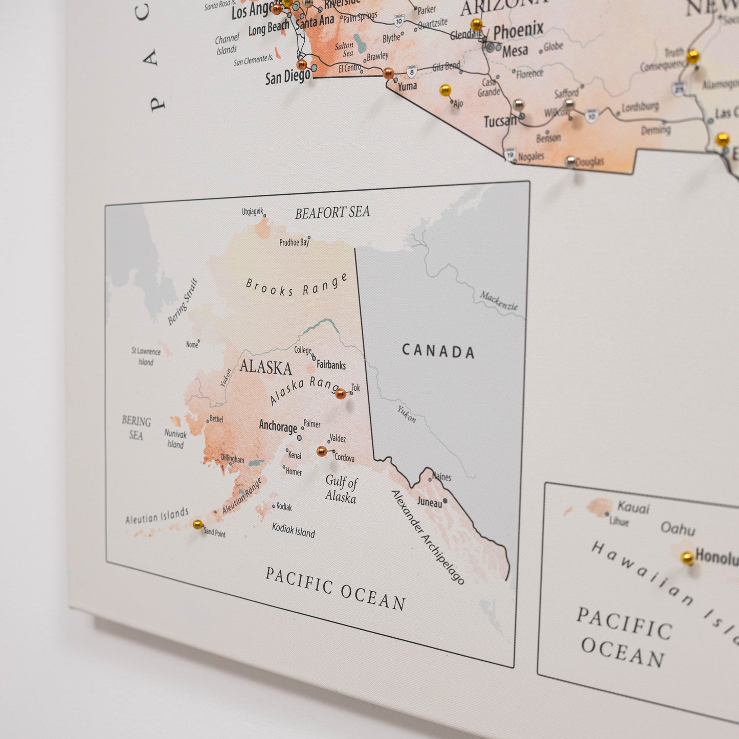 Wooden Canvas USA Map -  Colorful