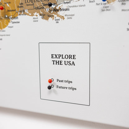 Wooden Canvas USA Map - Desert