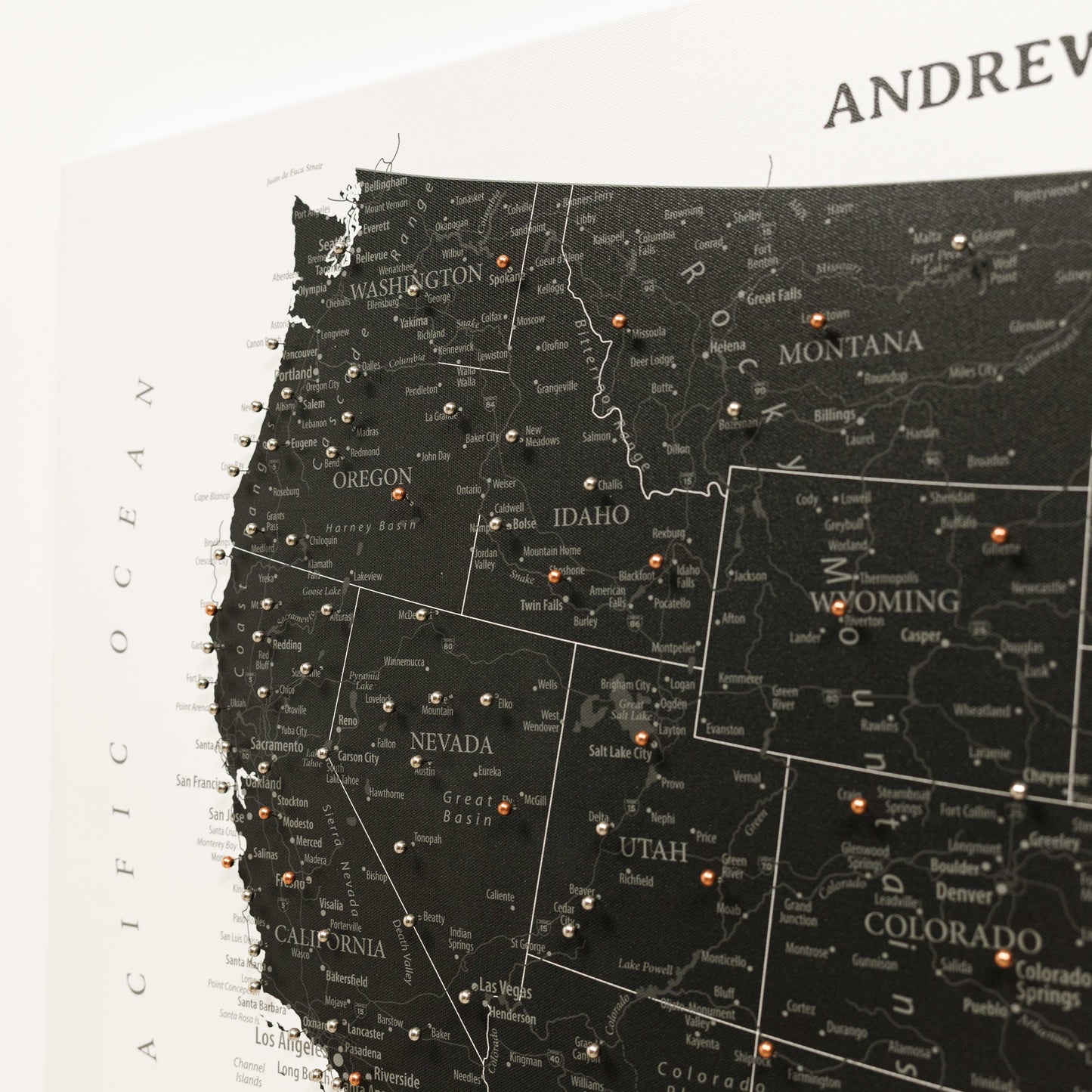 Wooden Canvas USA Map - Onyx