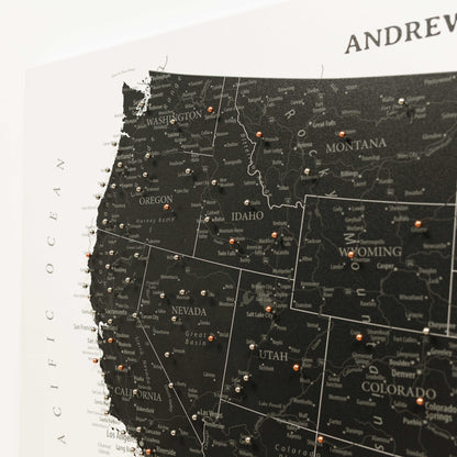 Wooden Canvas USA Map - Onyx