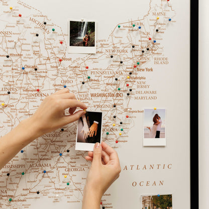 Wooden Canvas USA Map - Beige