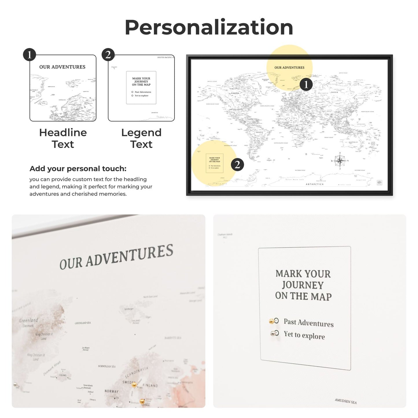 World Map on Canvas - White