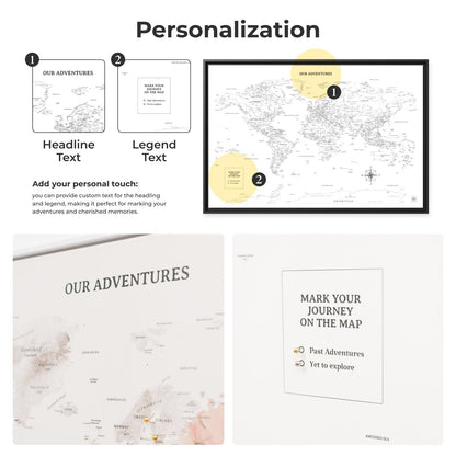 World Map on Canvas - White