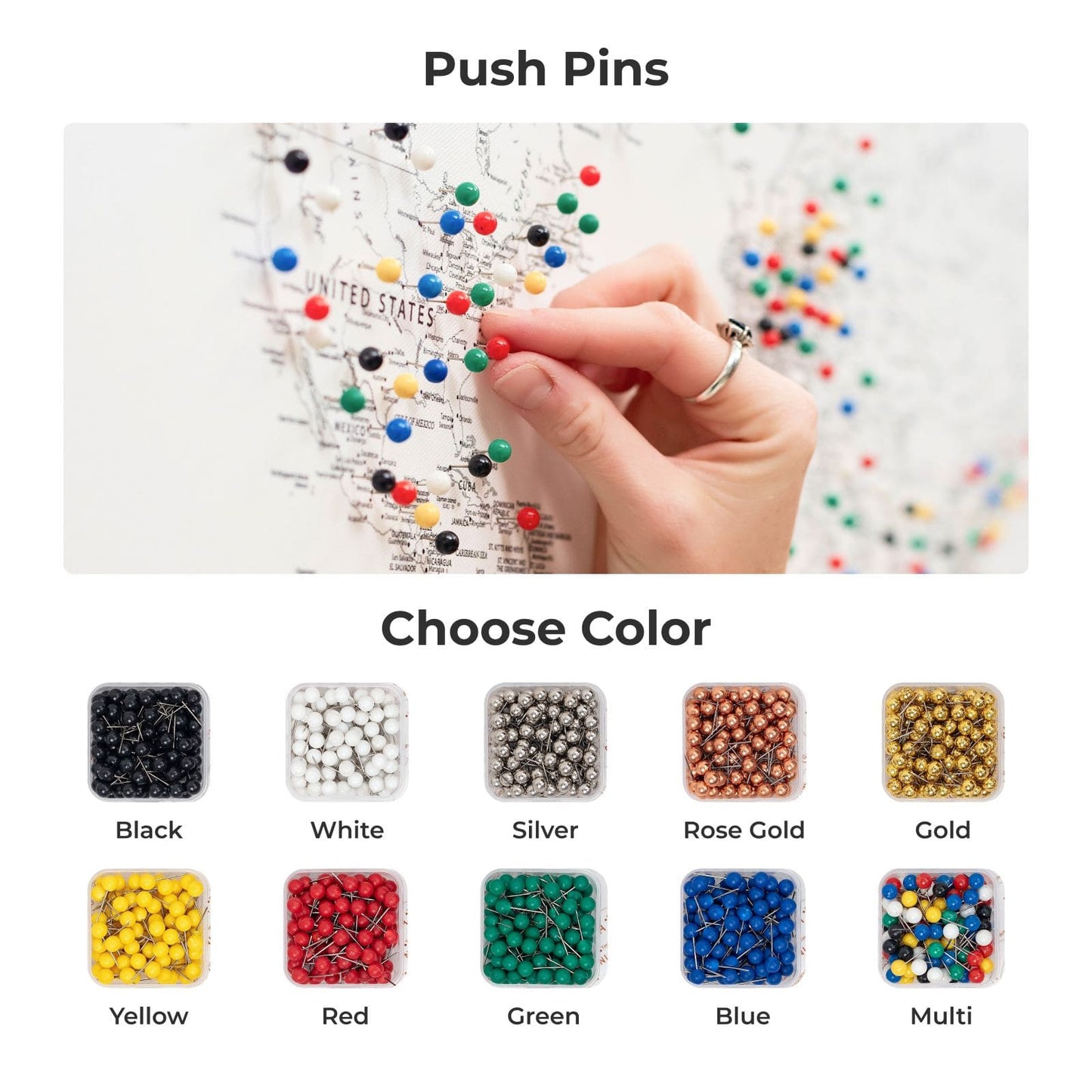 World Map on Canvas - White