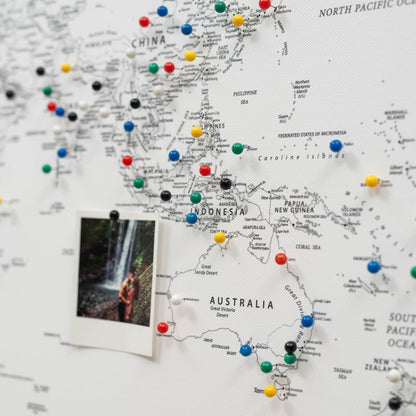 World Map on Canvas - White