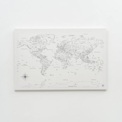 World Map on Canvas - White