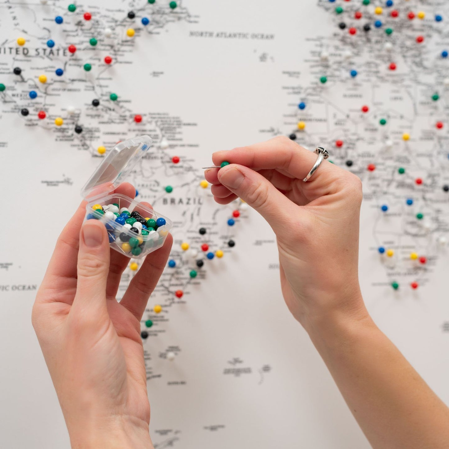 World Map on Canvas - White